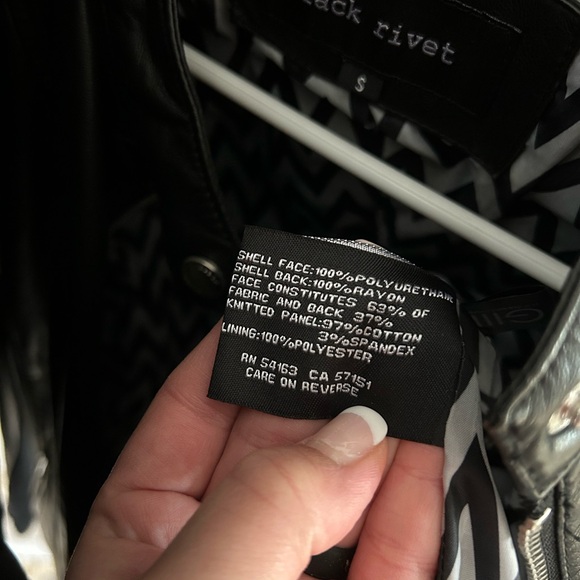 Black Rivet Black Leather Motorcycle Jacket with Quilted Shoulders - Picture 5 of 8